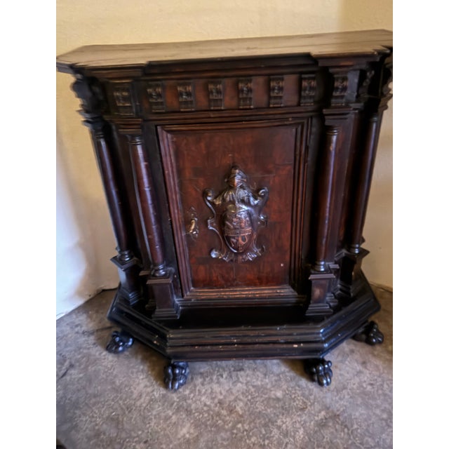 Handsome Italian credenza made of dark walnut in remarkable shape purchased at Texas Antique store for $7600. Looks great...