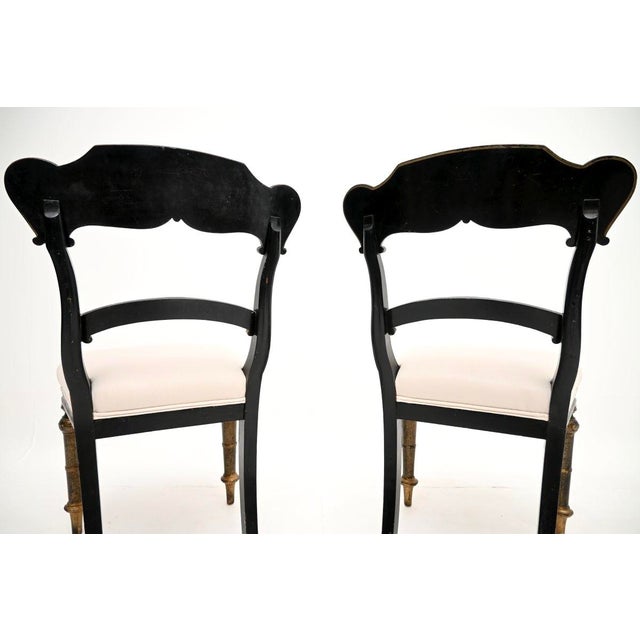 Late 19th Century Antique Victorian Lacquered Chinoiserie Side Chairs, 1870, Set of 2 For Sale - Image 5 of 11