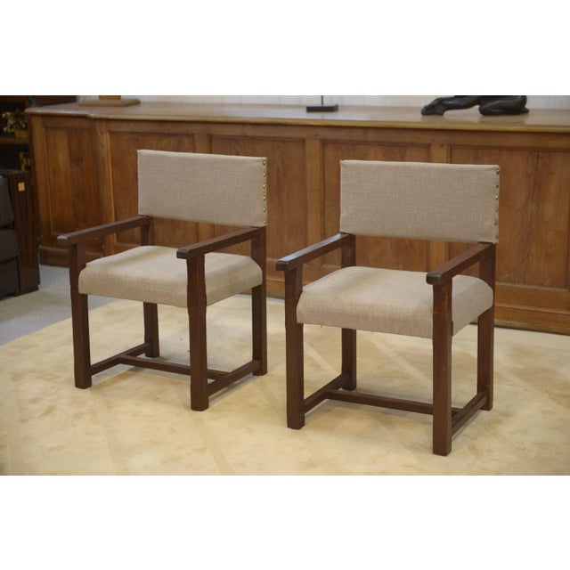 Upholstered Oak Armchairs, 1950s, Set of 2 For Sale - Image 4 of 12