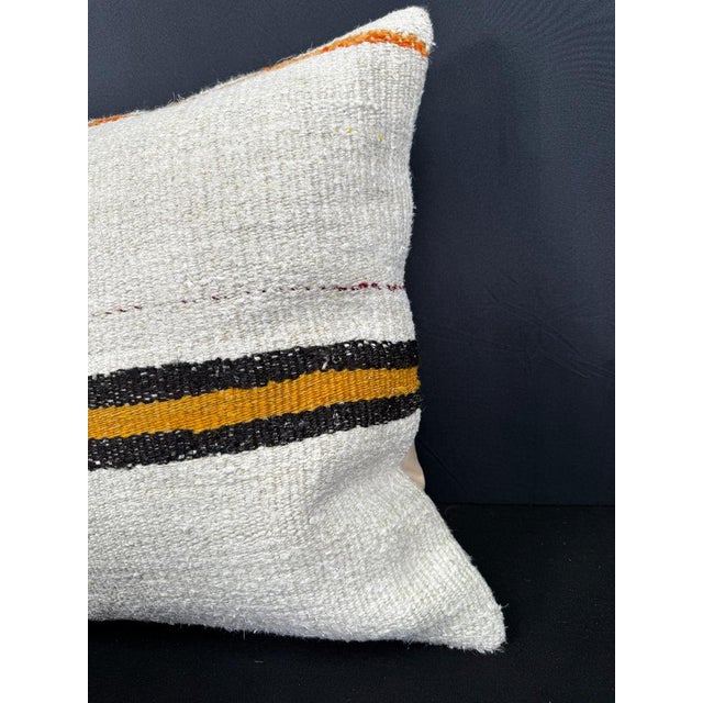 Contemporary Turkish Hemp Pillow Cushion Natural Beige Orange Cushion Cover 20"x20" For Sale - Image 3 of 4