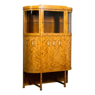 Art Deco Display Case in Birch For Sale