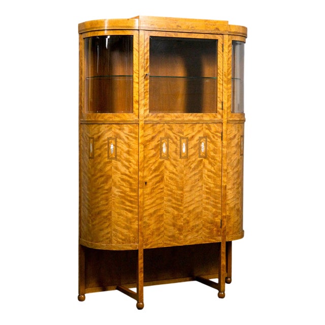 Art Deco Display Case in Birch For Sale