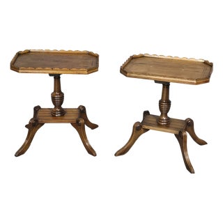 English Walnut Inlaid Wine Tables, 1920, Set of 2 For Sale