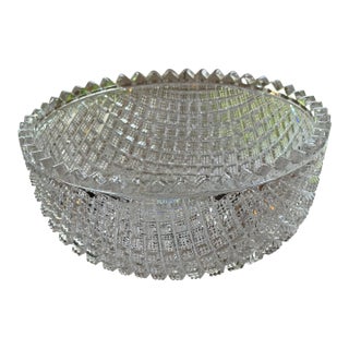 Antique American Brilliant Cut Crystal Serving Bowl For Sale