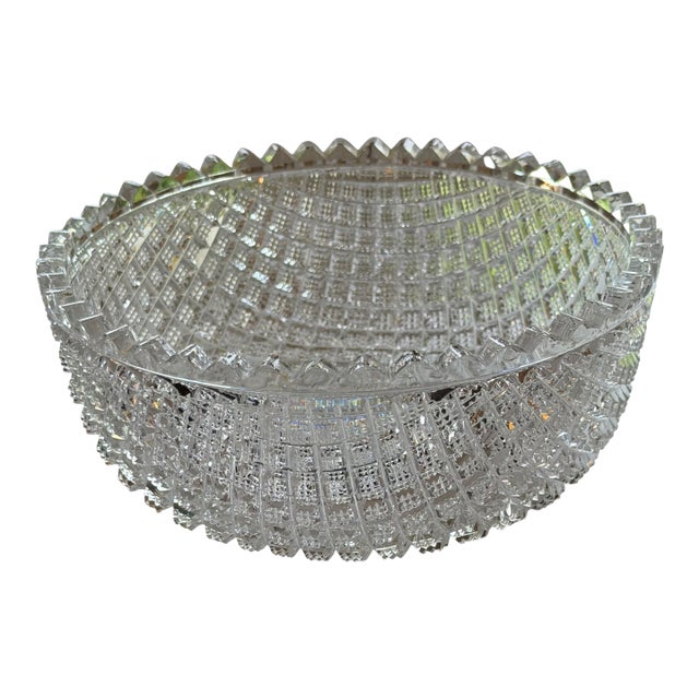 Antique American Brilliant Cut Crystal Serving Bowl For Sale