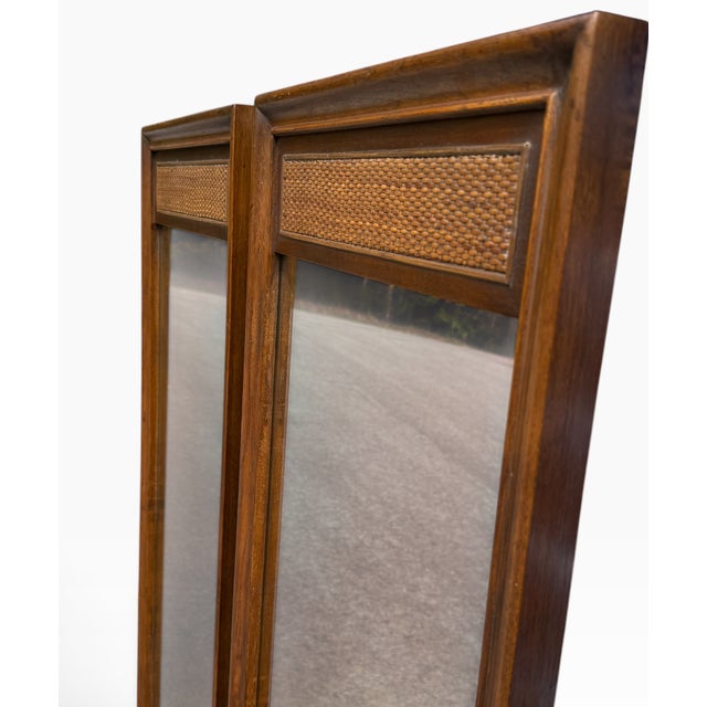 A pair of large Mid-Century Modern wall mirrors made by the R-Way Furniture Company of Sheboygan, Wisconsin, circa 1960s....
