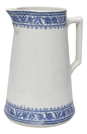 20th Century Belgian Blue Chinoiserie Ceramic Pitcher
