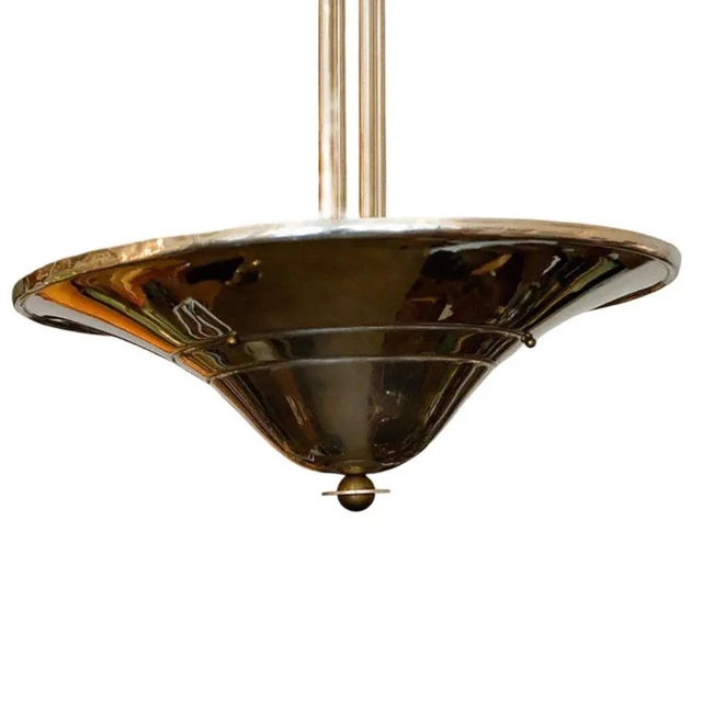 1930s Art Deco Saucer Ceiling Pendant Lamp Multiples, 5 Available For Sale - Image 4 of 5