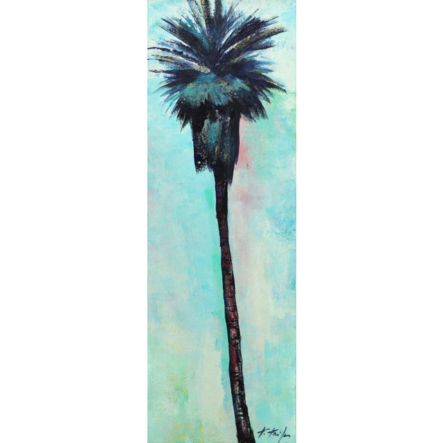 Easy Green - Original Blue Sky Palm Tree Painting on Canvas - Tall Artwork by Kathleen Keifer For Sale - Image 9 of 9