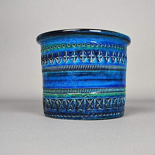 Rimini Blue Flowerpot Cover or Vase by Aldo Londi for Bitossi, 1950s For Sale - Image 11 of 11