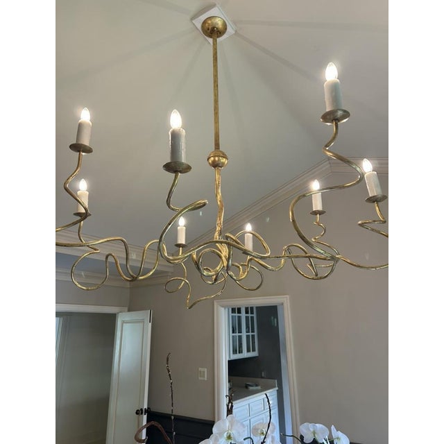 Italian Custom San Francisco Designed, Italian Fabricated Gold Leaf Chandelier For Sale - Image 3 of 5