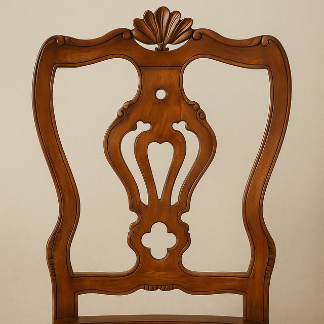 Antique Italian Carved Walnut Caned Side Chairs – Set of 2 – Hand-Carved Rococo/Baroque Revival – Made in Italy For Sale - Image 4 of 8