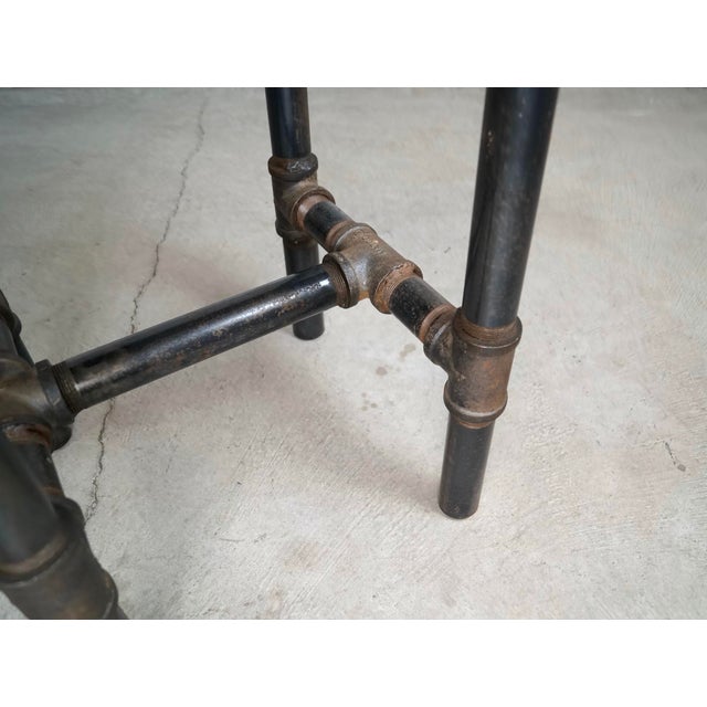 Industrial Steampunk Metal Pipe Round Side Table For Sale - Image 9 of 12