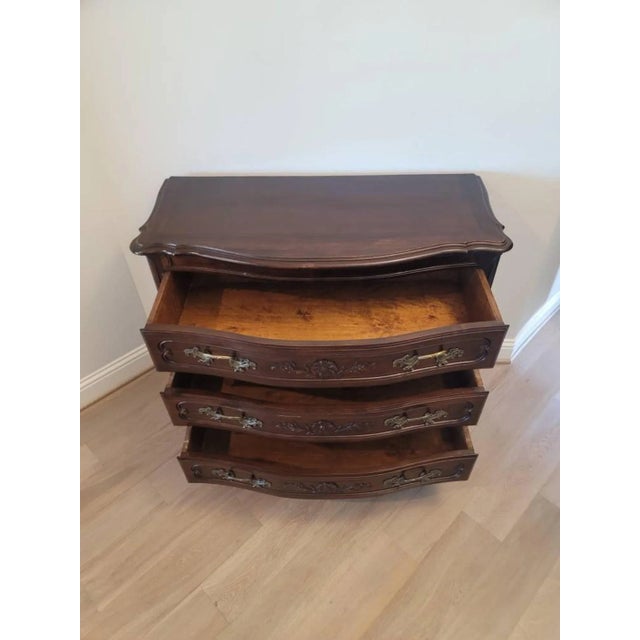 Fine Antique Country French Provincial Louis XV Style Carved Solid Wood & Bronze Chest of Drawers Dresser For Sale - Image 9 of 11