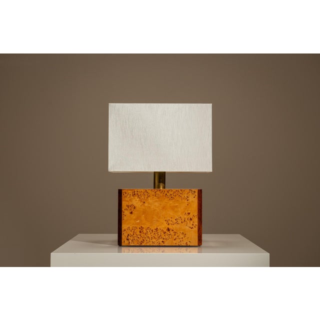 Table Lamp in Walnut Burl and Brass by Gabriella Crespi, Italy, 1970s For Sale - Image 10 of 15
