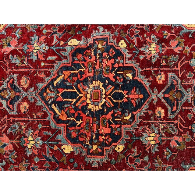 1920s An Antique 4'-9" X 6'-11" Genuine Persian Heriz Circa 1920 For Sale - Image 5 of 9