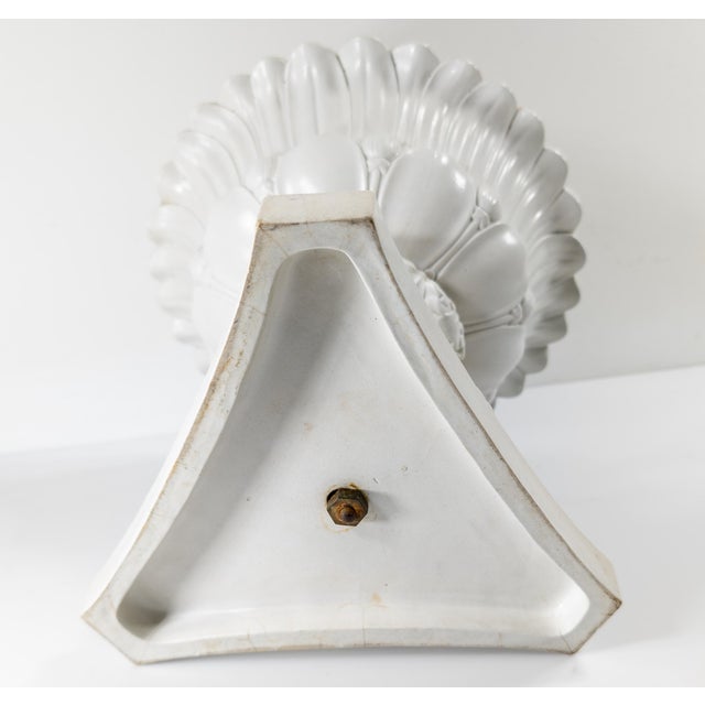 19th Century Off White Centerpiece Floral Bowl With Sheep For Sale - Image 11 of 12