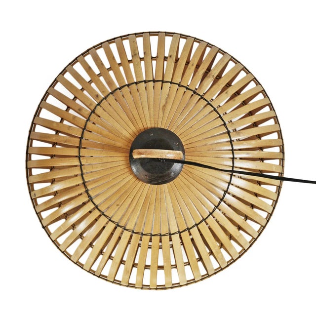 Tan Bamboo Strip Cage Pendant Light For Sale - Image 8 of 12