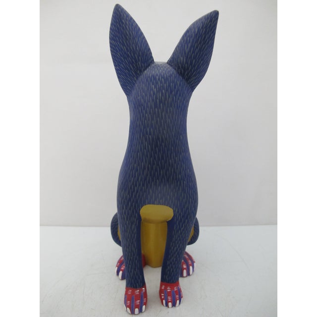 Late 20th Century Oaxacan Alebrije Turning Fox Dog Wood Carving Mexico Folk Art Figure Sculpture For Sale - Image 5 of 7