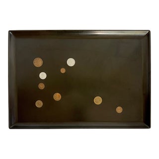 Mid-Century Couroc of Monterey International Black Coin Tray For Sale