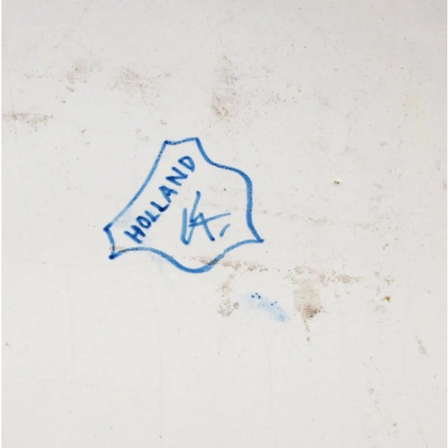 Two Antique Dutch Royal Makkum Delft Blue & White Plaques W/ Dutch Fishing Vessels For Sale - Image 11 of 11