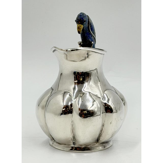 1970s Los Castillo Taxco Silver Plate & Lapis Parrot Pitcher For Sale - Image 9 of 18
