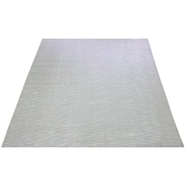 Contemporary 2010s Contemporary Handmade Gray Wool & Silk Rug With Abstract Pattern For Sale - Image 3 of 7