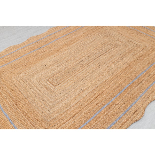 Not Yet Made - Made To Order Classic Blue Natural Jute Wave Scallop Rug 12x15 Ft. For Sale - Image 5 of 12