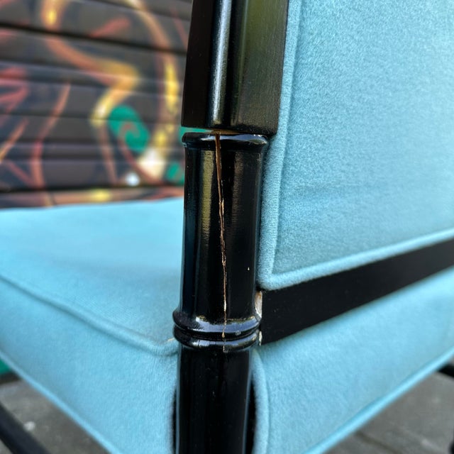 Sky Blue Set of 6 Faux Bamboo Dining Chairs Mid-Century Modern For Sale - Image 8 of 12