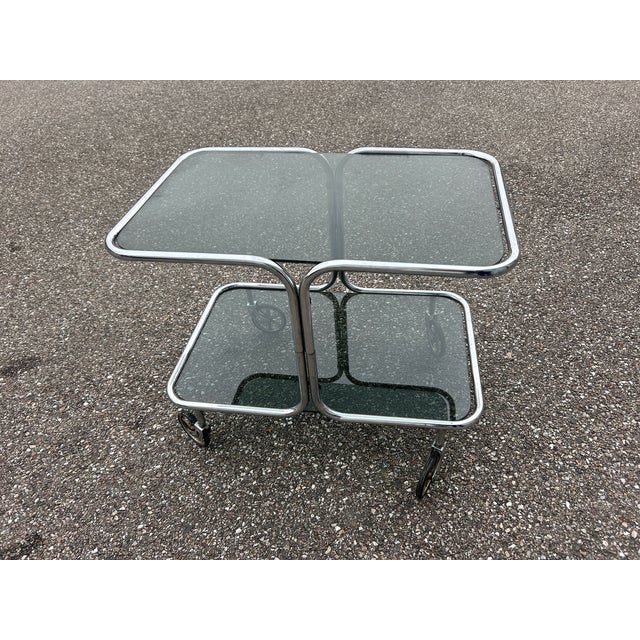 Serving Bar Cart in Chrome and Smoked Glass, 1970s For Sale - Image 6 of 14