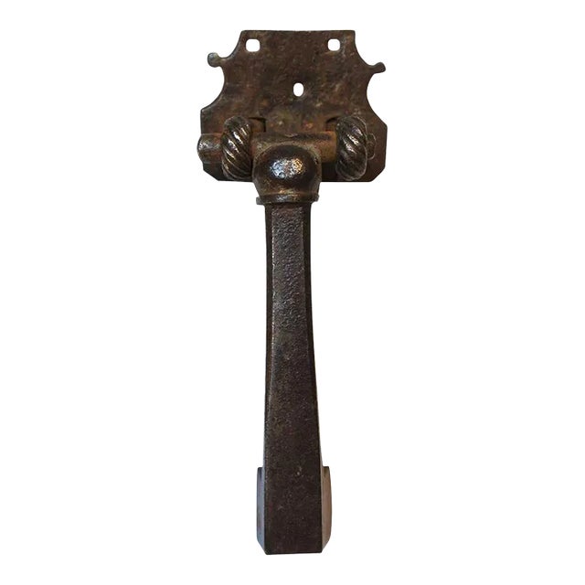 18th Century French Provincial Hand Wrought Iron Door Knocker For Sale