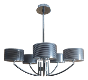 Modern Mid-Century Style Italian Glass and Chrome Chandelier, 2000s