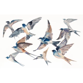 "Heron in Flight No. 2" - Original Watercolor Painting by Elizabeth Becker - Crane or Egret - Flying Bird - Wildlife Nature Illustration For Sale