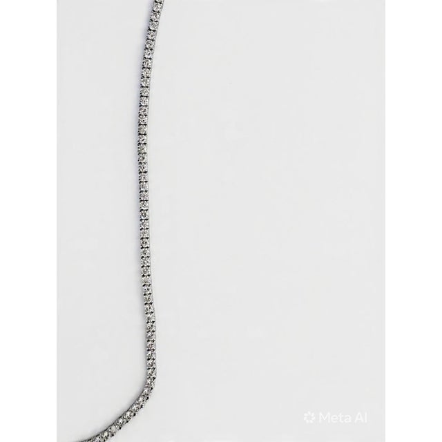 2020s 14k White Gold 12Ct Natural Diamond Tennis Necklace For Sale - Image 5 of 5