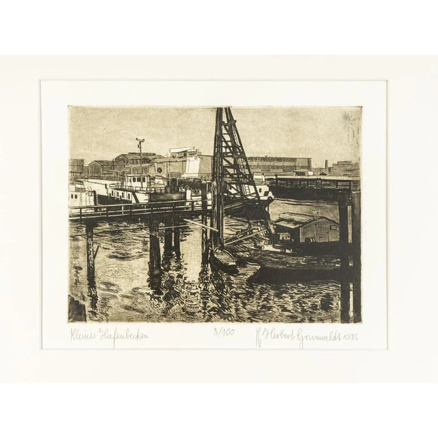 Small Harbor Basin, Etching on Paper, Framed For Sale - Image 4 of 11