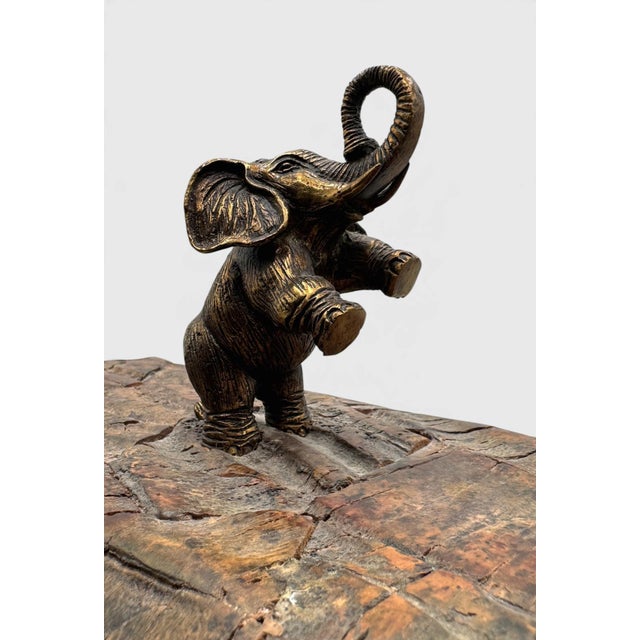 Maitland Smith Elephant Box With Brass Mounts For Sale - Image 10 of 14