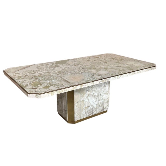 Willy Rizzo for Jean Charles Italian Marble & Brass Dining Table, 1960 For Sale - Image 4 of 7
