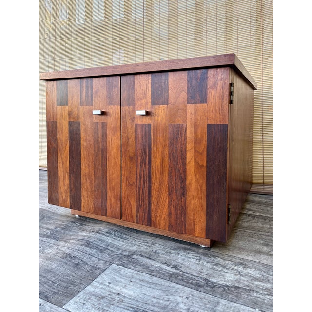 Vintage Mid-Century Modern Brutalist-Inspired Side Table by Lane Furniture, from the early 1970s Features plenty of...