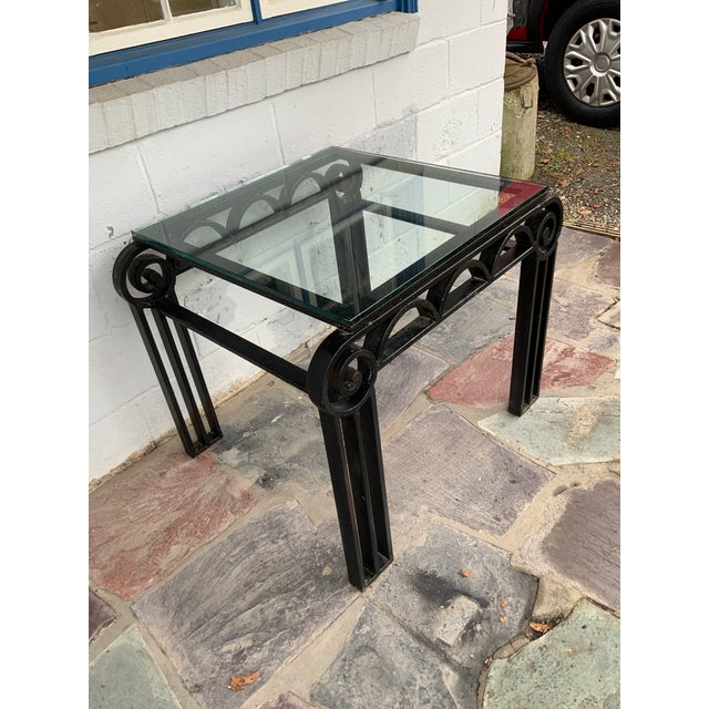 1920s 1920s Deco Style Cast Iron Glass Top Table For Sale - Image 5 of 10