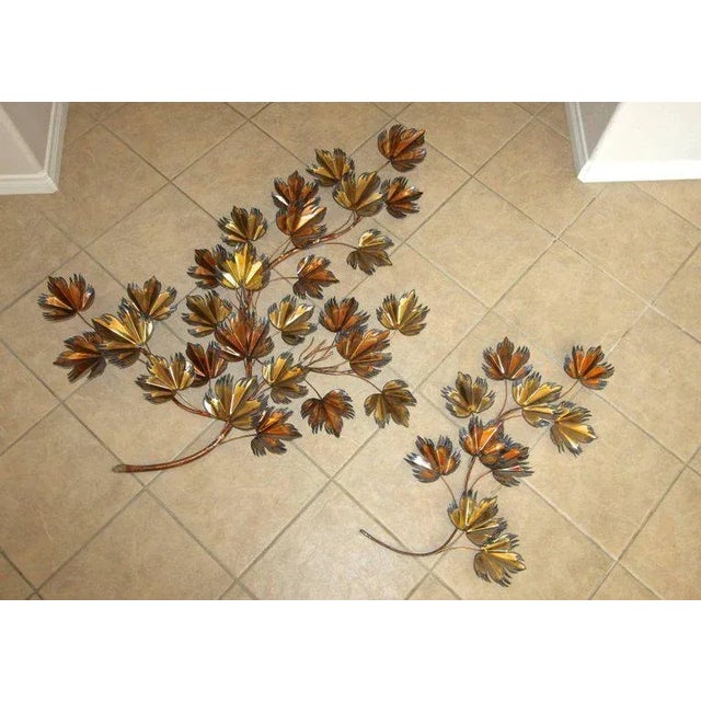 1970s Large C. Jere Style Brass Brutalist Leaf Wall Art Sculpture For Sale - Image 5 of 11