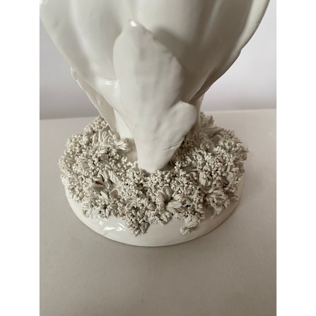 Transitional Vintage Portuguese White Ceramic Flower Sculpture For Sale - Image 3 of 9