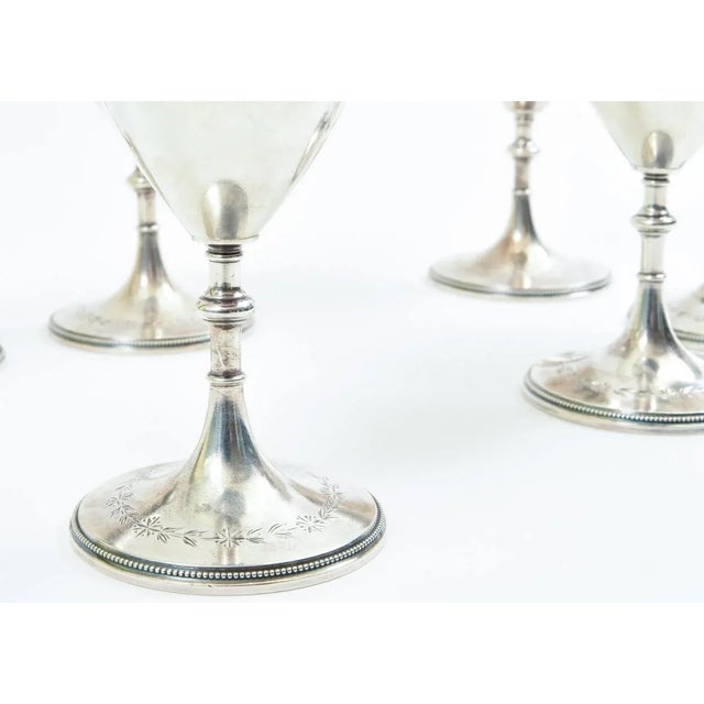 Metal Antique Sterling Silver Set Six Barware Drinking Cups For Sale - Image 7 of 12