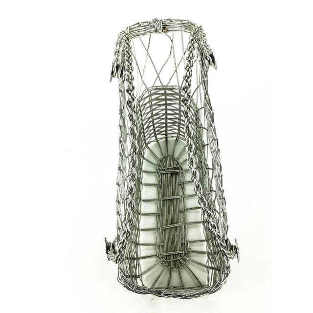 Silver Tone Wire Basket Wine Holder For Sale - Image 10 of 11
