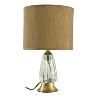 Mid-Century Italian Murano Glass and Brass Table Lamp, 1960s For Sale