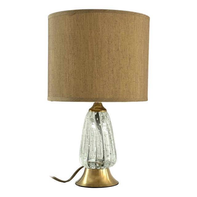 Mid-Century Italian Murano Glass and Brass Table Lamp, 1960s For Sale