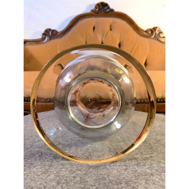 1980s Vintage Same Cristallerie Italian 24k Gold Encrusted Footed Vase For Sale - Image 5 of 6