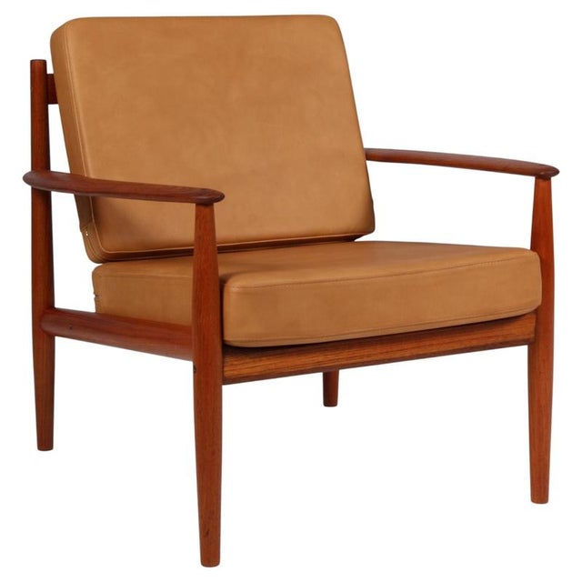 Lounge Chair in Teak and Full Grain Aniline Leather by Grete Jalk, Denmark, 1960s For Sale - Image 9 of 9
