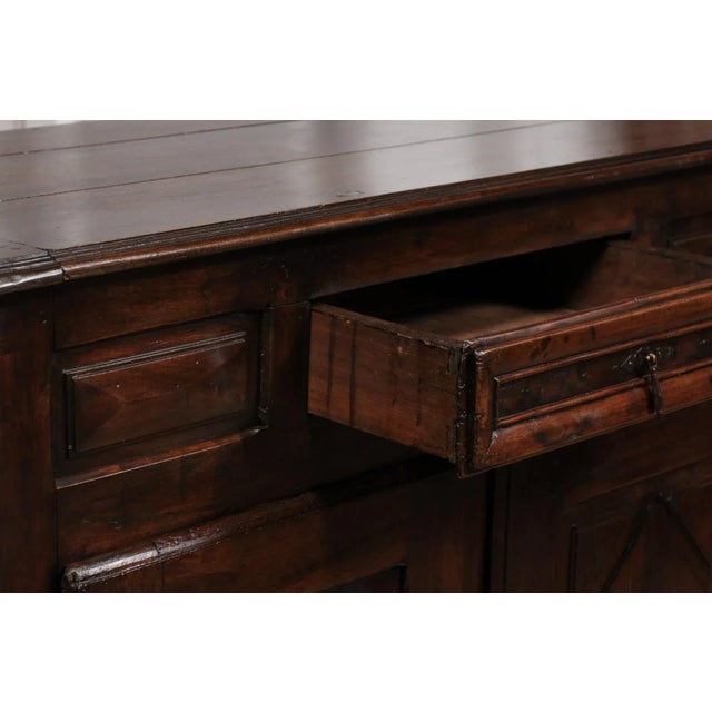 Louis XIII Style French 19th Century Walnut Buffet with Carved Diamond Motifs For Sale - Image 10 of 12