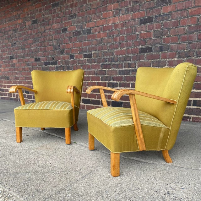 Pair of European Art Deco Green Arm Chairs Chairish