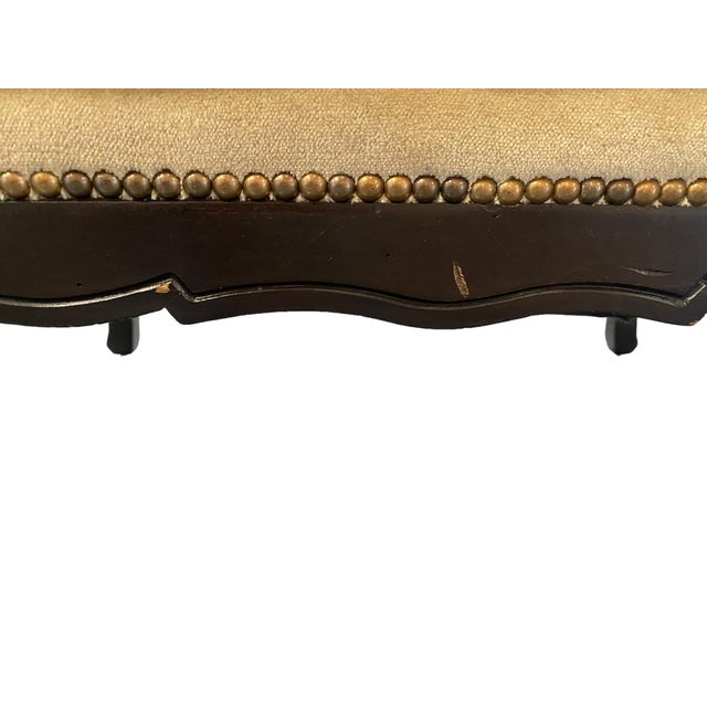 Country French Wood Frame Club Chair & Ottoman For Sale - Image 12 of 12